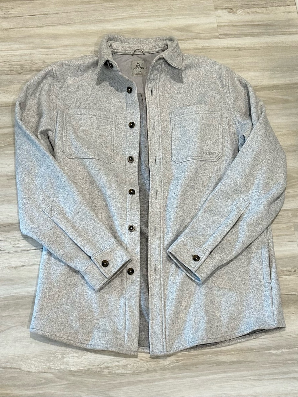 Ascend Men’s Gray Shirt Jacket – Button Front Overshirt